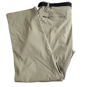 Mier Mens Tan Large Nylon‎ Straight Leg Convertible Belted Hiking Cargo Pants